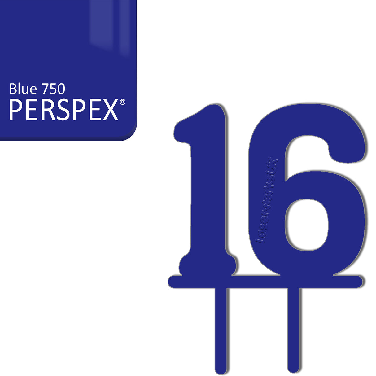 Acrylic Number Sixteen Cake Topper - Laserworksuk