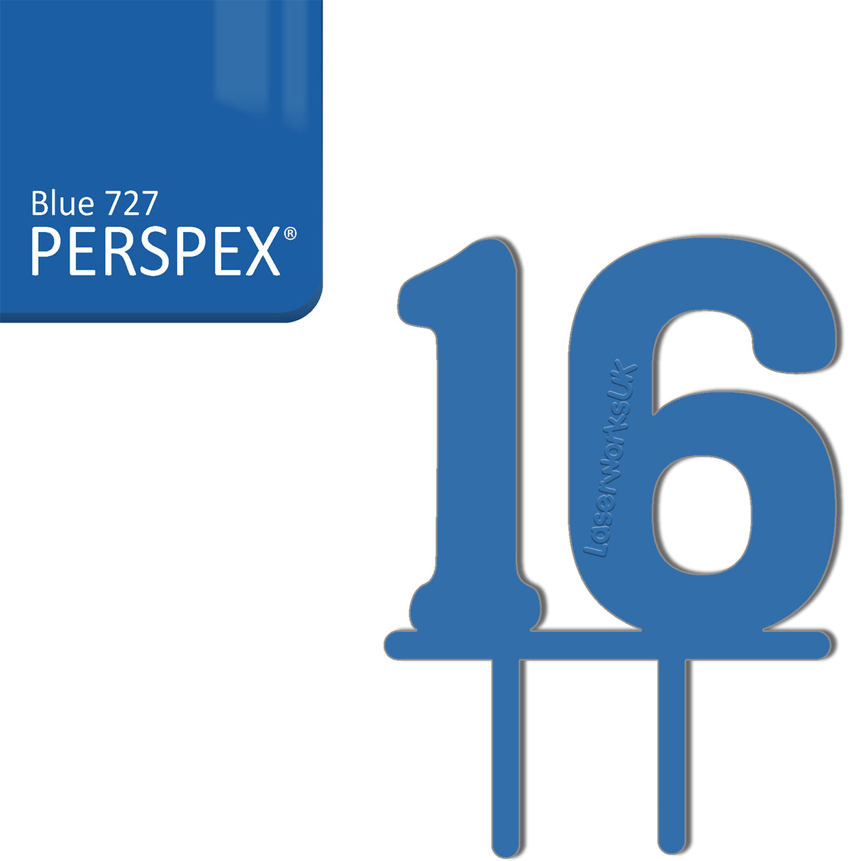 Acrylic Number Sixteen Cake Topper - Laserworksuk