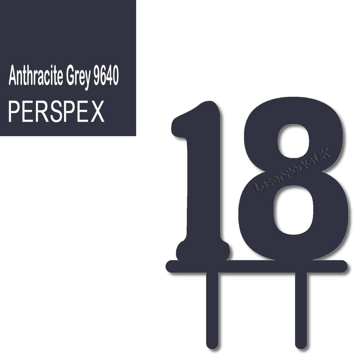 Acrylic Number Eighteen Cake Topper - Laserworksuk