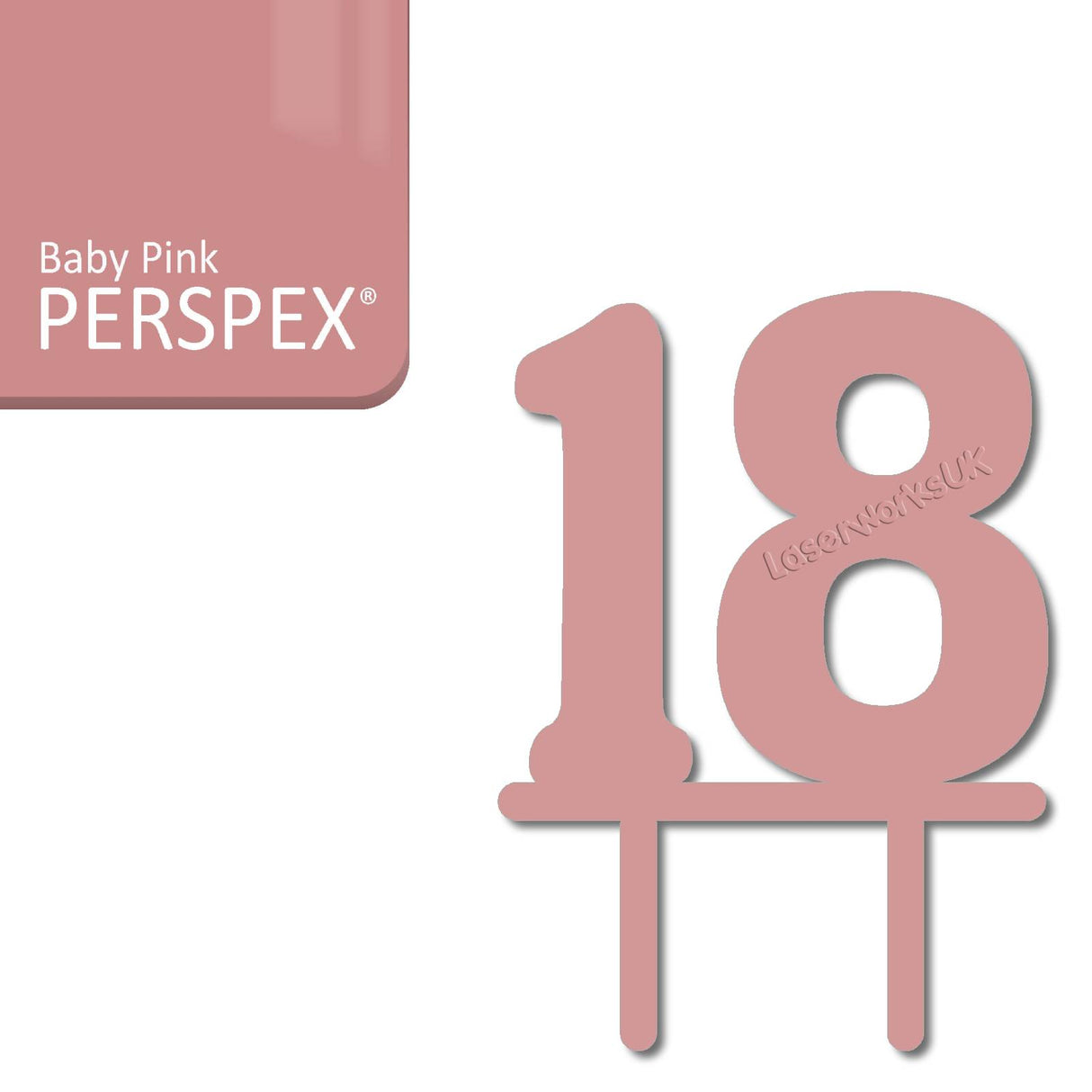 Acrylic Number Eighteen Cake Topper - Laserworksuk