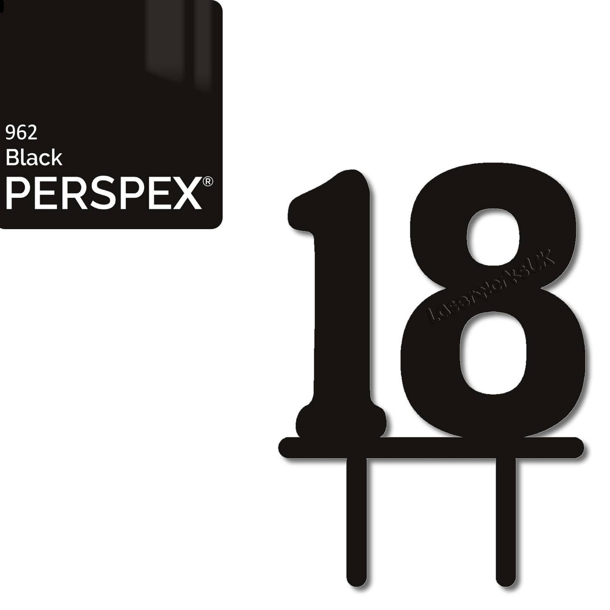 Acrylic Number Eighteen Cake Topper - Laserworksuk