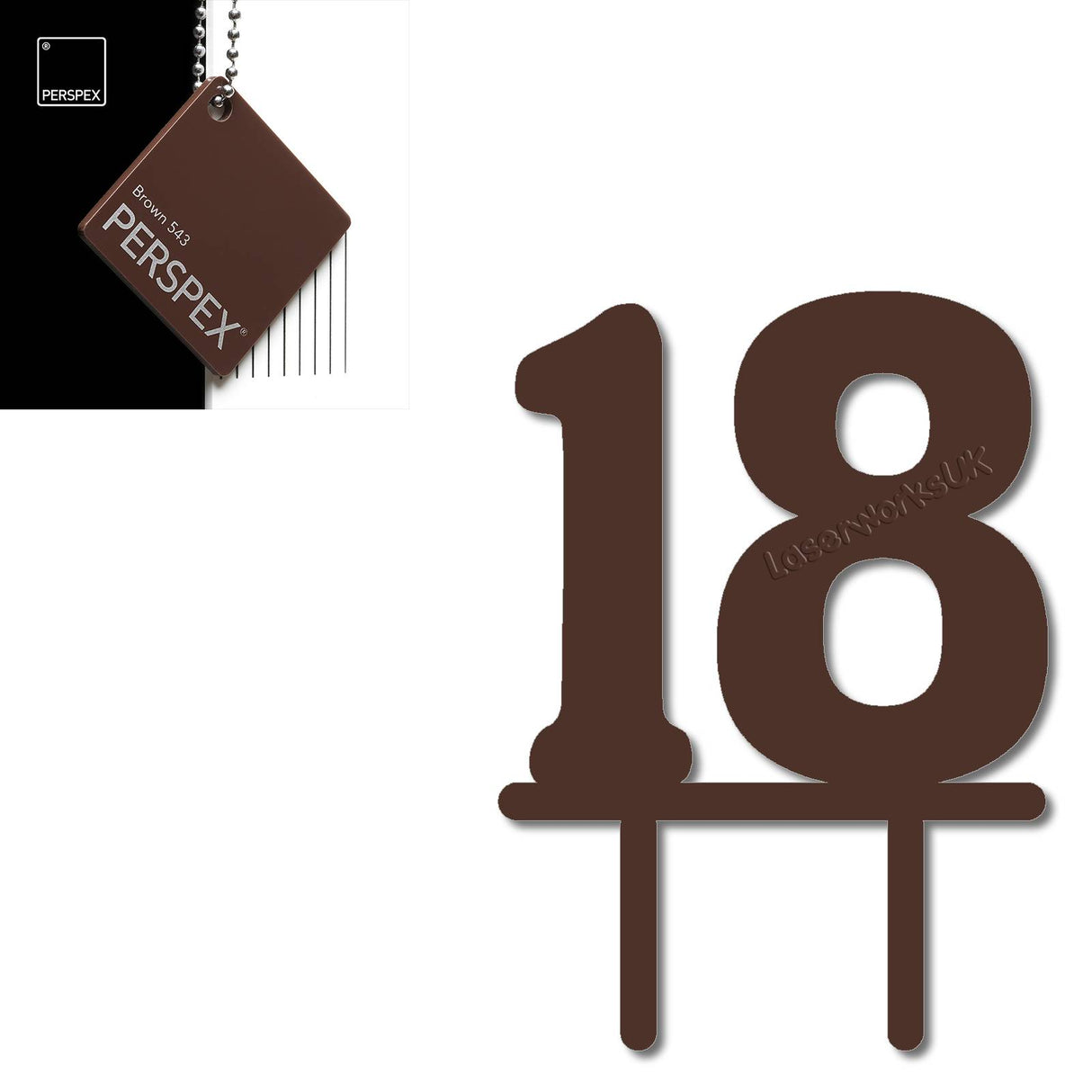 Acrylic Number Eighteen Cake Topper - Laserworksuk