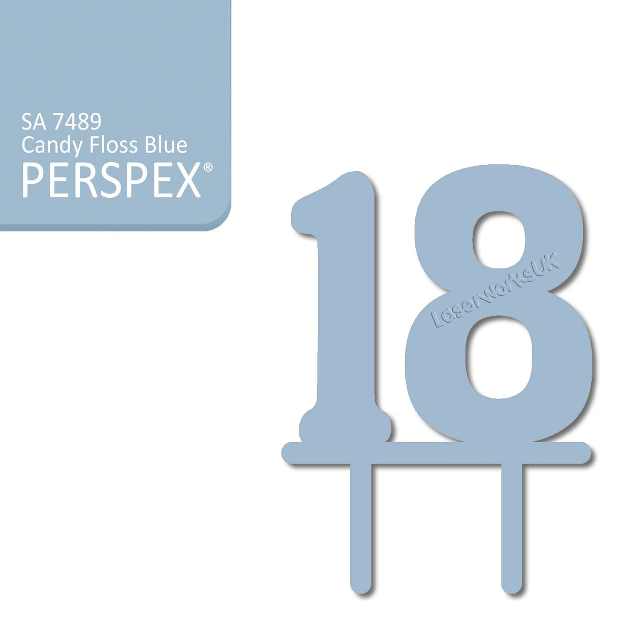 Acrylic Number Eighteen Cake Topper - Laserworksuk