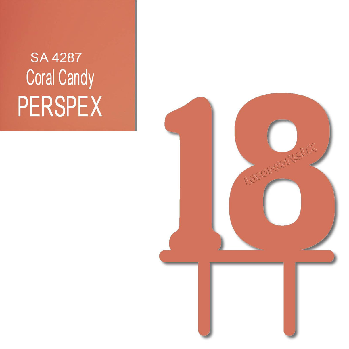 Acrylic Number Eighteen Cake Topper - Laserworksuk