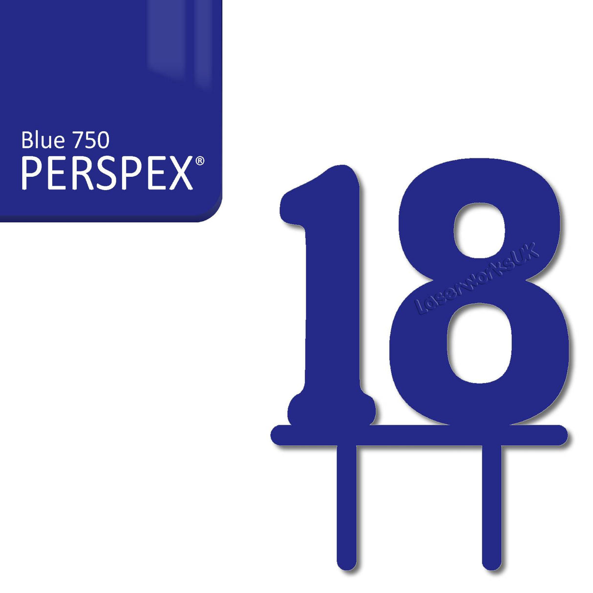 Acrylic Number Eighteen Cake Topper - Laserworksuk