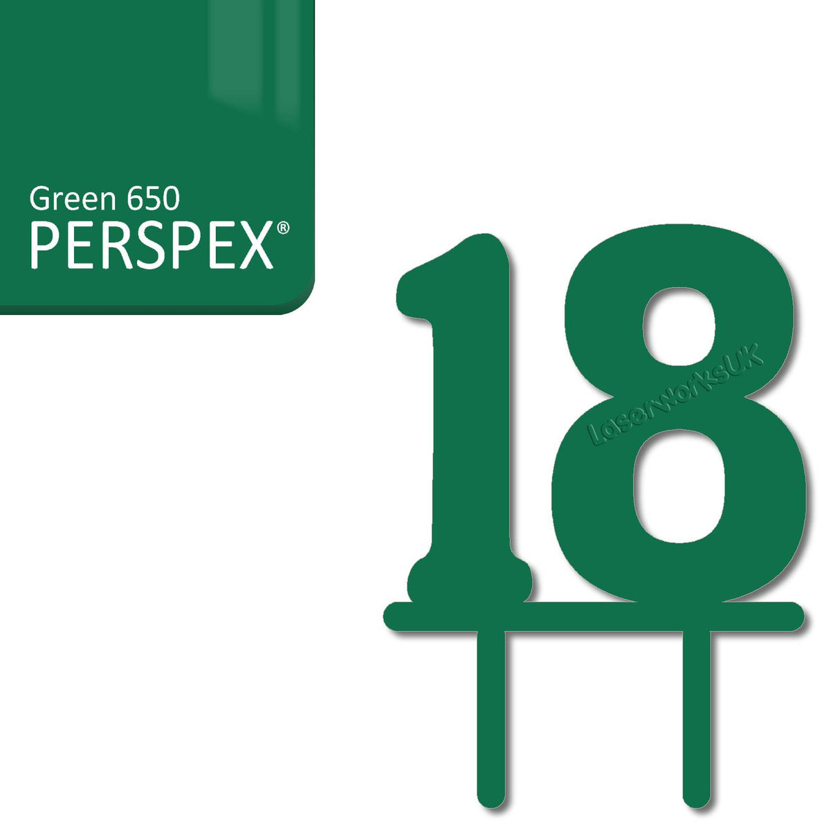 Acrylic Number Eighteen Cake Topper - Laserworksuk