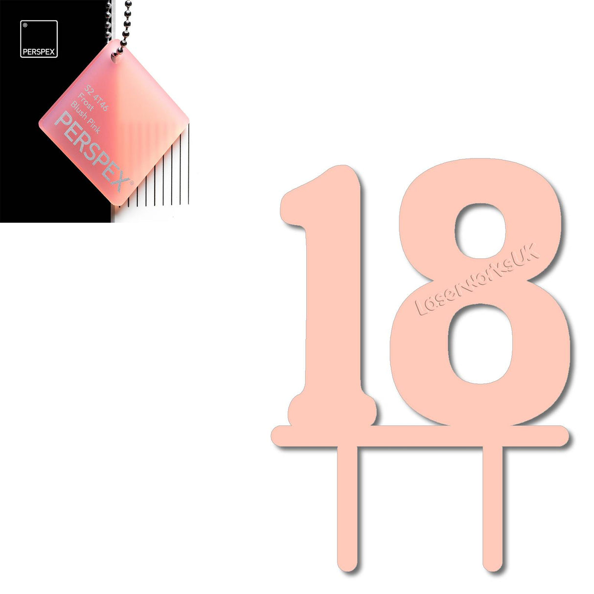 Acrylic Number Eighteen Cake Topper - Laserworksuk