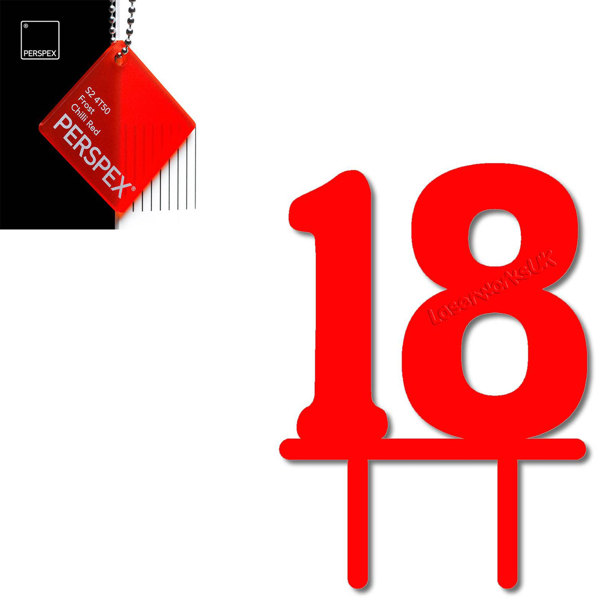 Acrylic Number Eighteen Cake Topper - Laserworksuk