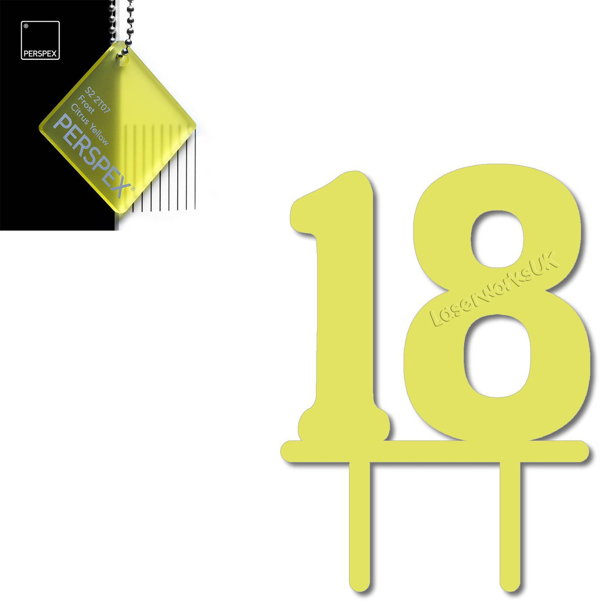 Acrylic Number Eighteen Cake Topper - Laserworksuk