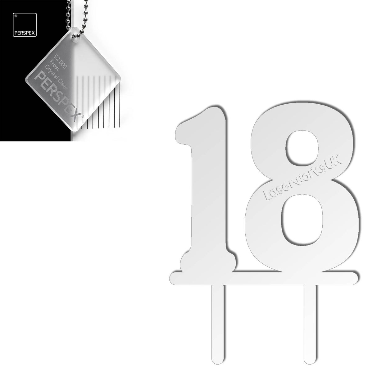 Acrylic Number Eighteen Cake Topper - Laserworksuk
