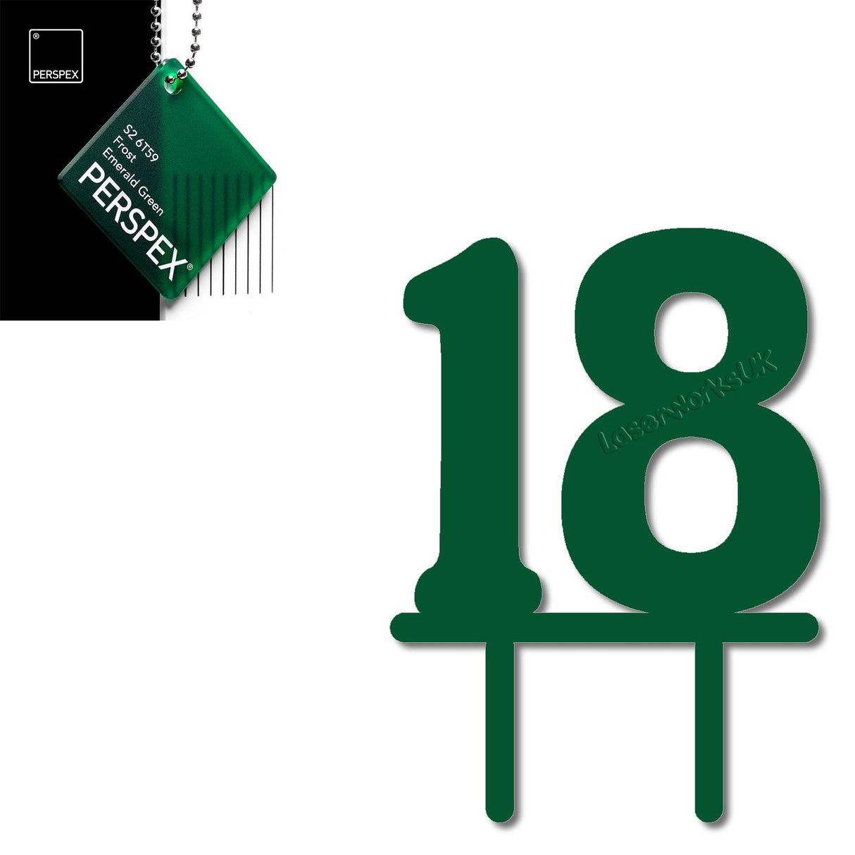 Acrylic Number Eighteen Cake Topper - Laserworksuk