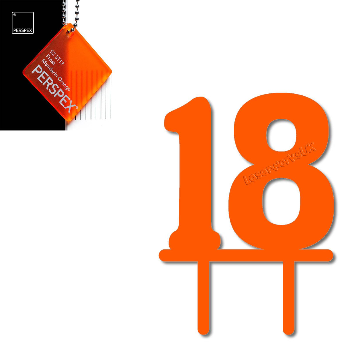 Acrylic Number Eighteen Cake Topper - Laserworksuk