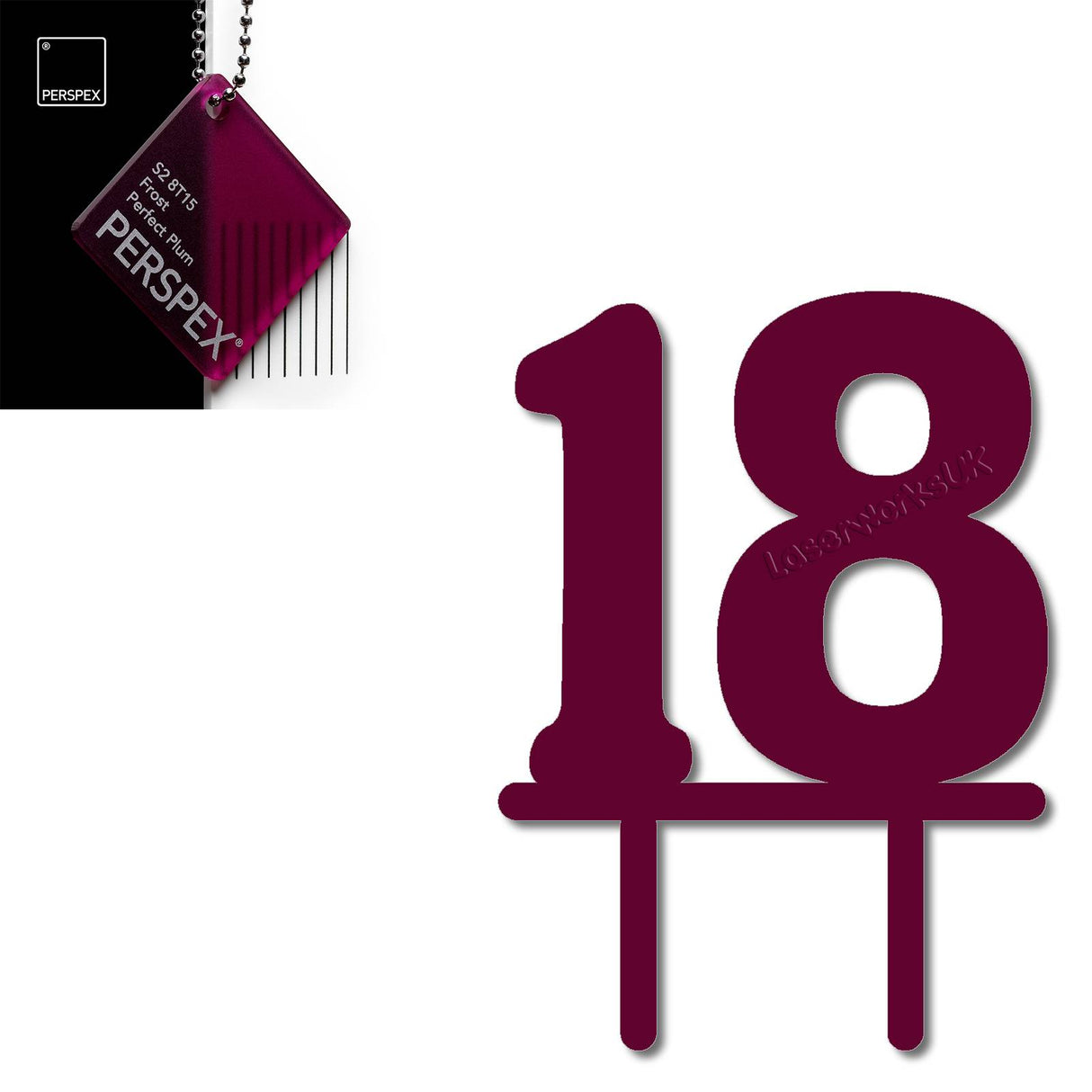 Acrylic Number Eighteen Cake Topper - Laserworksuk