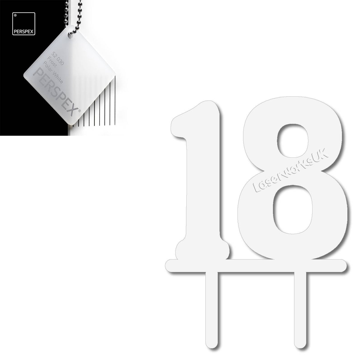 Acrylic Number Eighteen Cake Topper - Laserworksuk