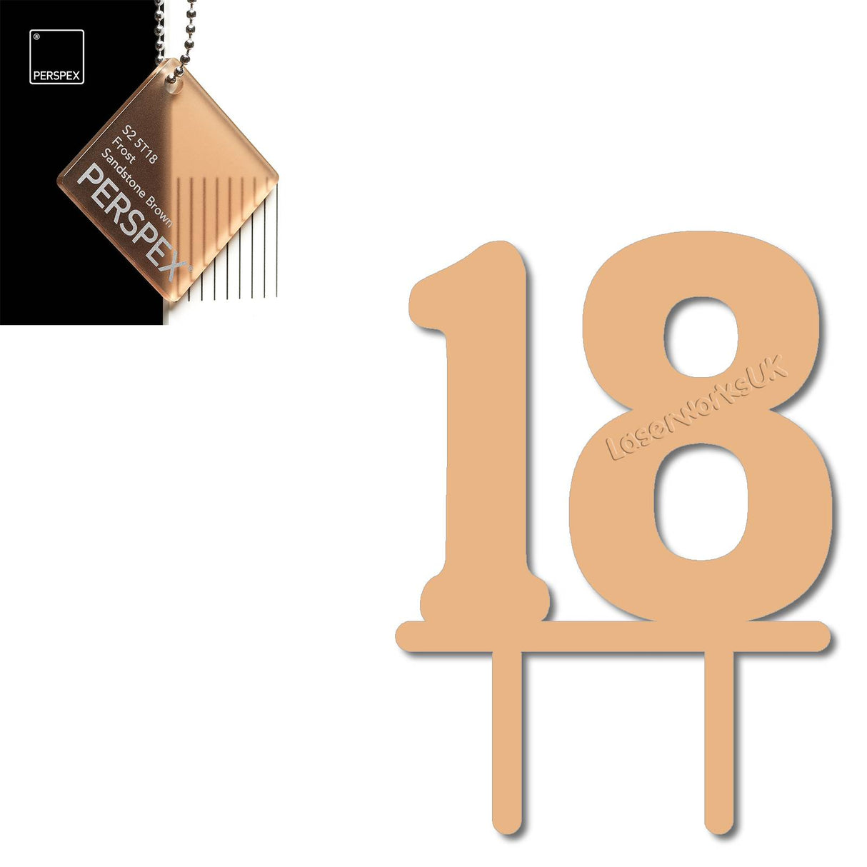 Acrylic Number Eighteen Cake Topper - Laserworksuk