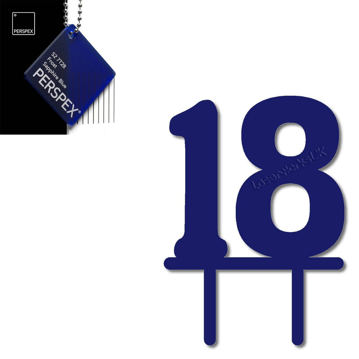 Acrylic Number Eighteen Cake Topper - Laserworksuk