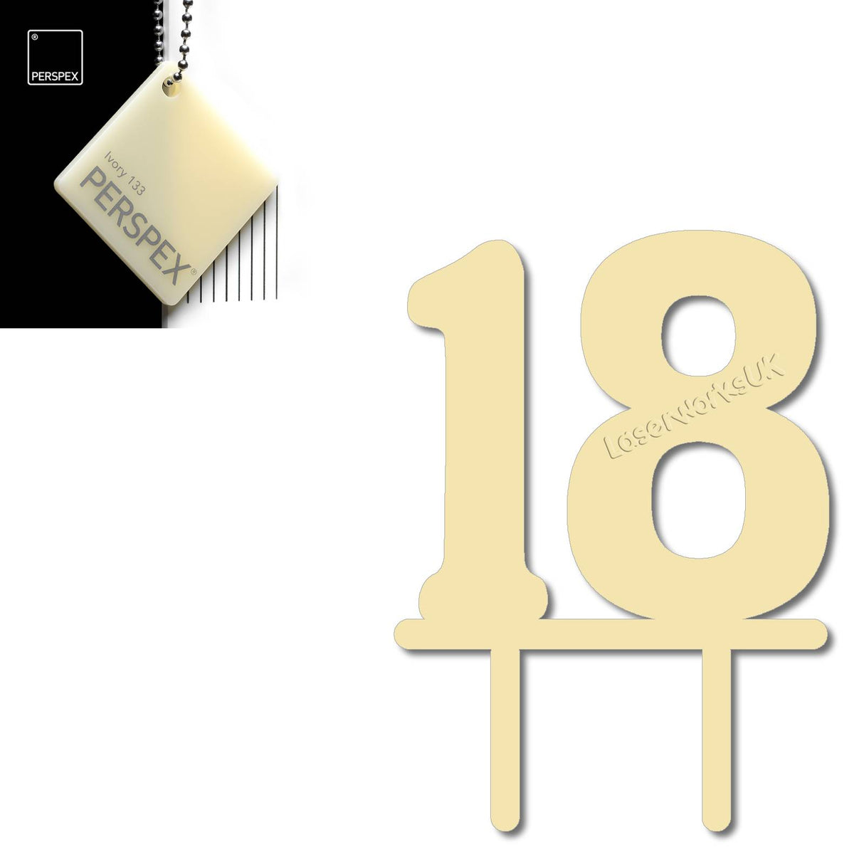 Acrylic Number Eighteen Cake Topper - Laserworksuk