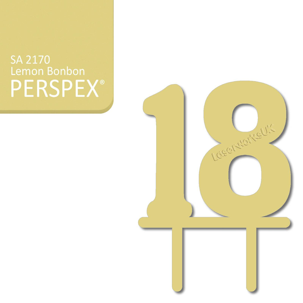 Acrylic Number Eighteen Cake Topper - Laserworksuk