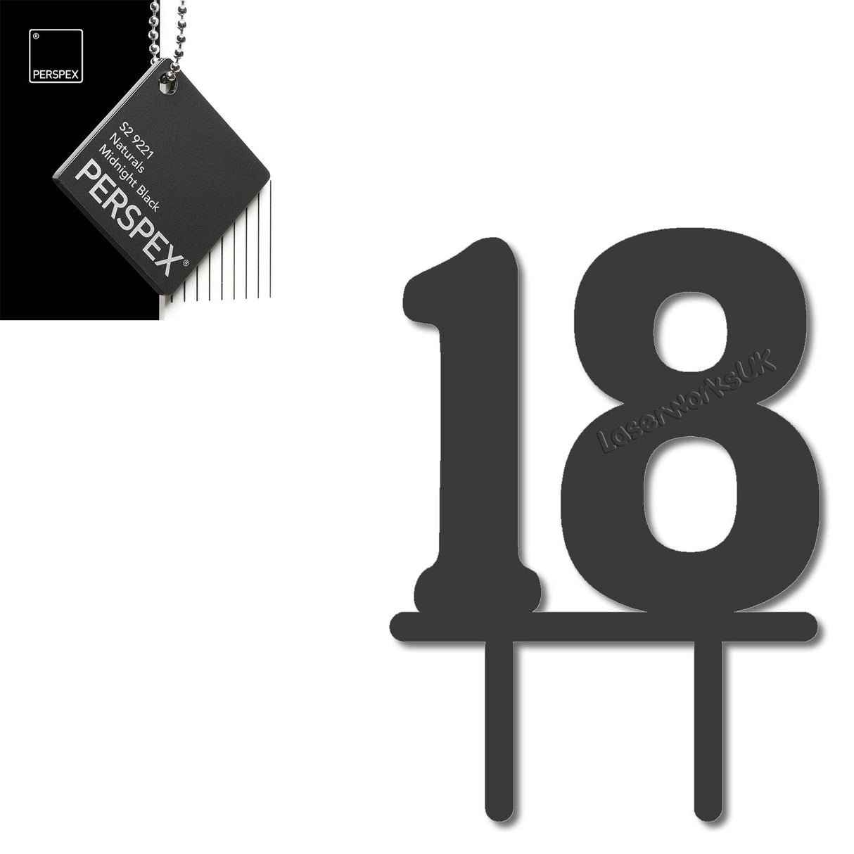 Acrylic Number Eighteen Cake Topper - Laserworksuk