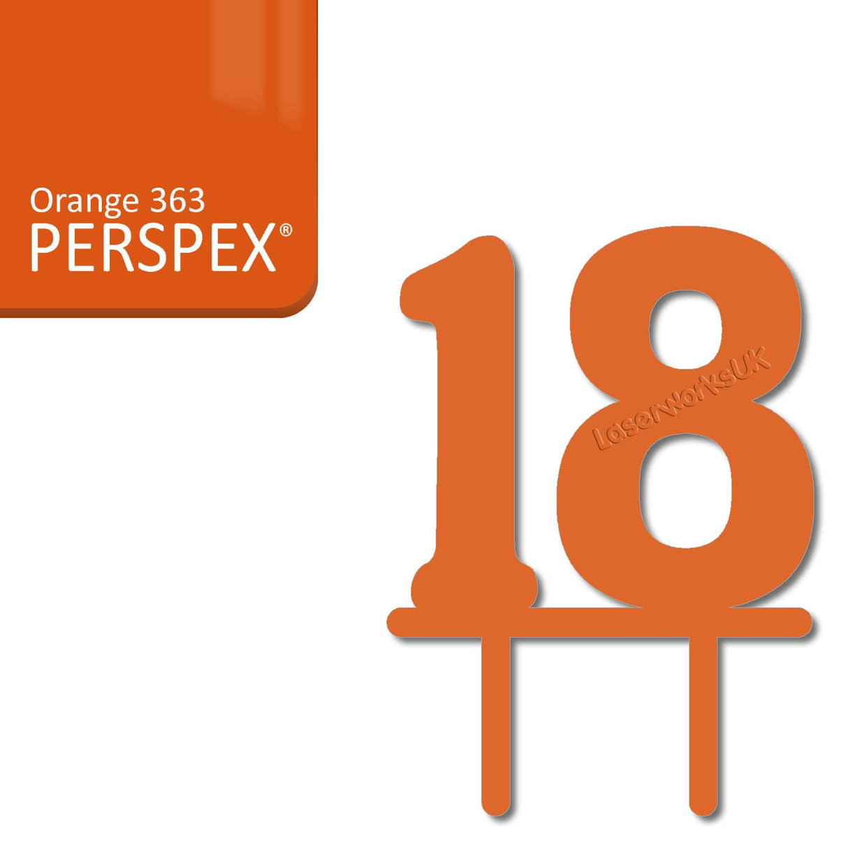 Acrylic Number Eighteen Cake Topper - Laserworksuk