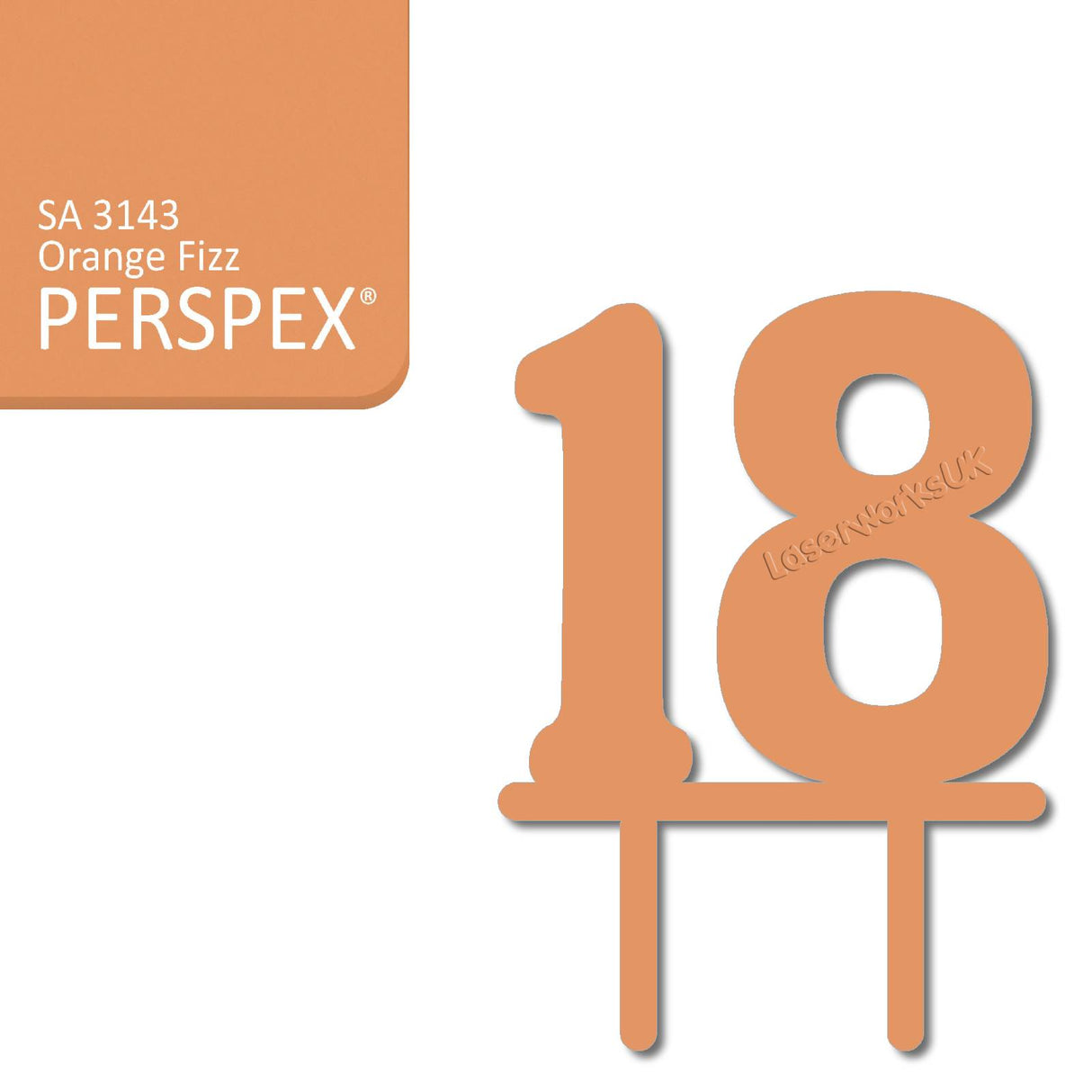 Acrylic Number Eighteen Cake Topper - Laserworksuk