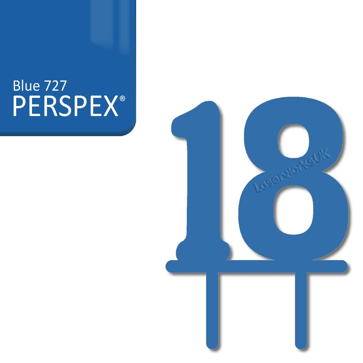 Acrylic Number Eighteen Cake Topper - Laserworksuk