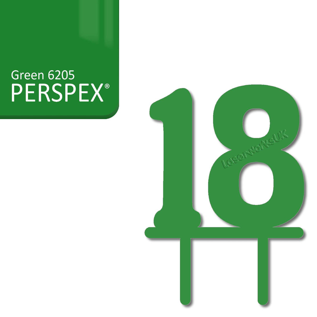 Acrylic Number Eighteen Cake Topper - Laserworksuk