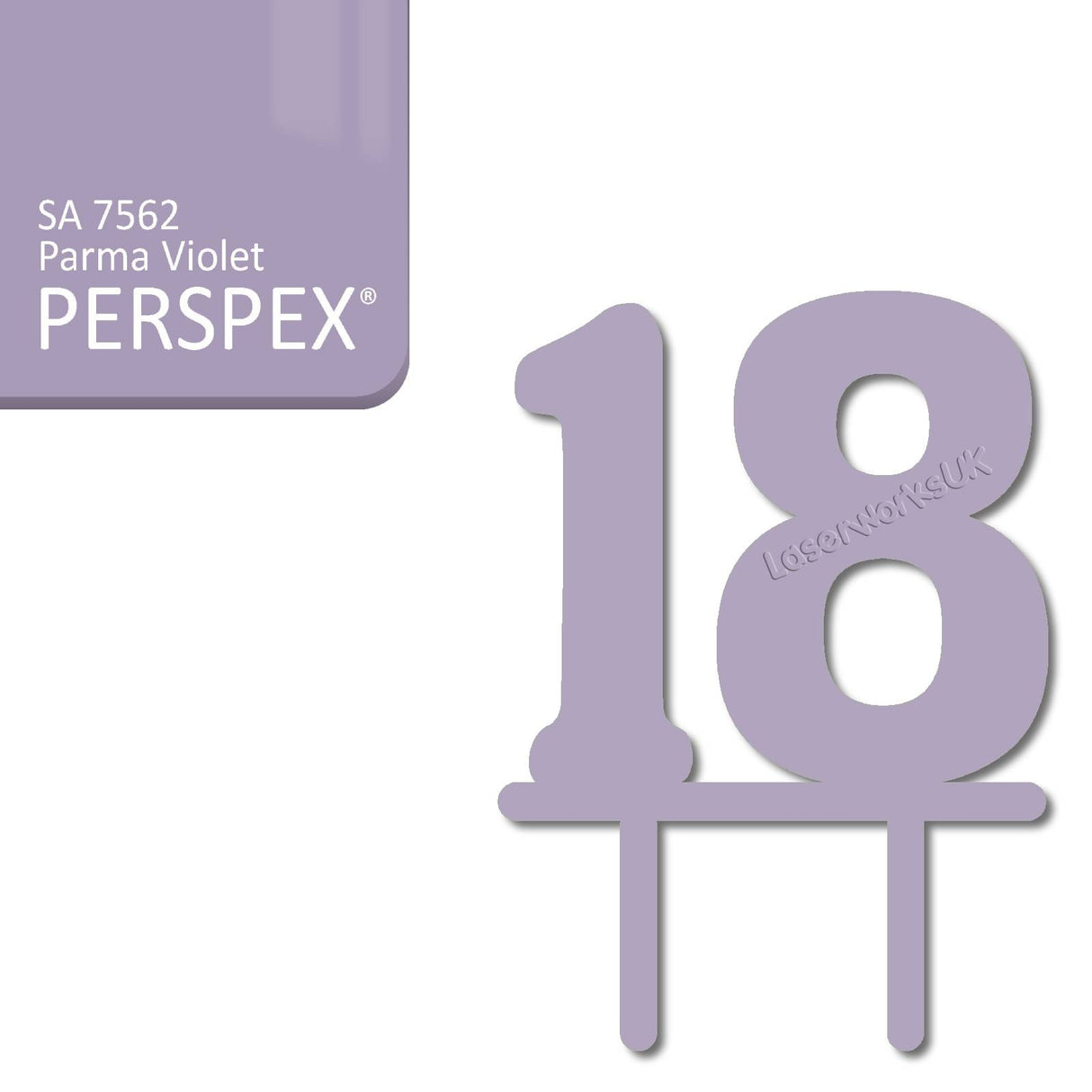 Acrylic Number Eighteen Cake Topper - Laserworksuk