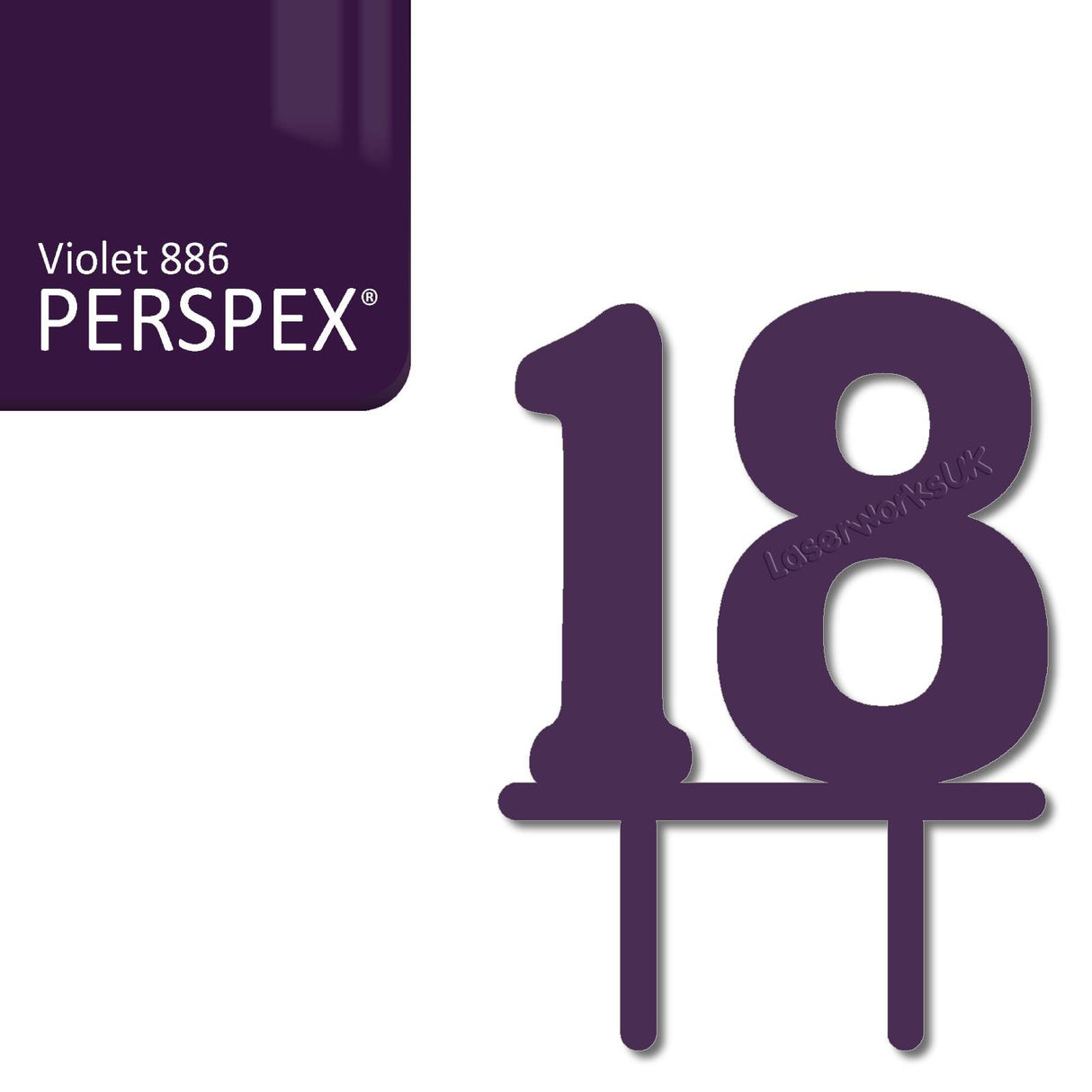 Acrylic Number Eighteen Cake Topper - Laserworksuk