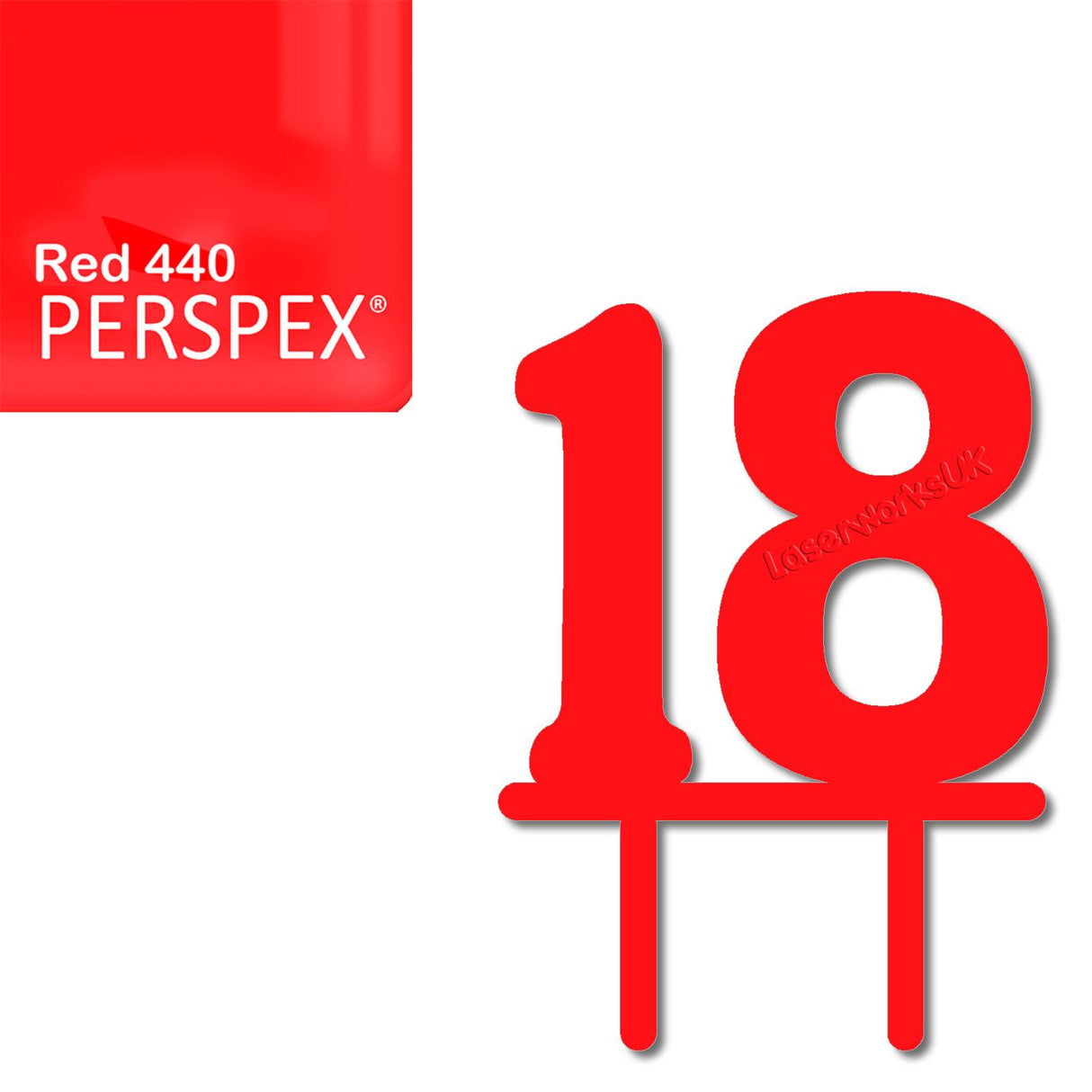 Acrylic Number Eighteen Cake Topper - Laserworksuk