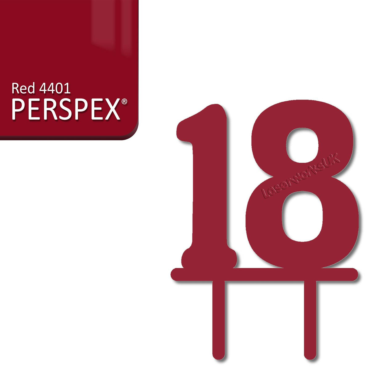 Acrylic Number Eighteen Cake Topper - Laserworksuk