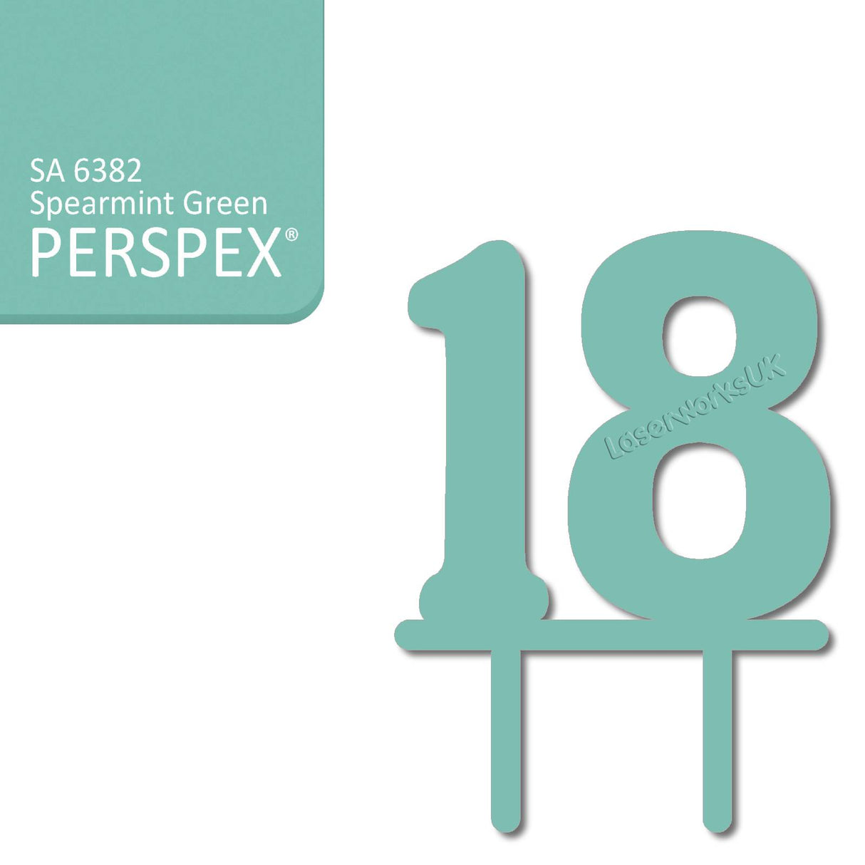 Acrylic Number Eighteen Cake Topper - Laserworksuk