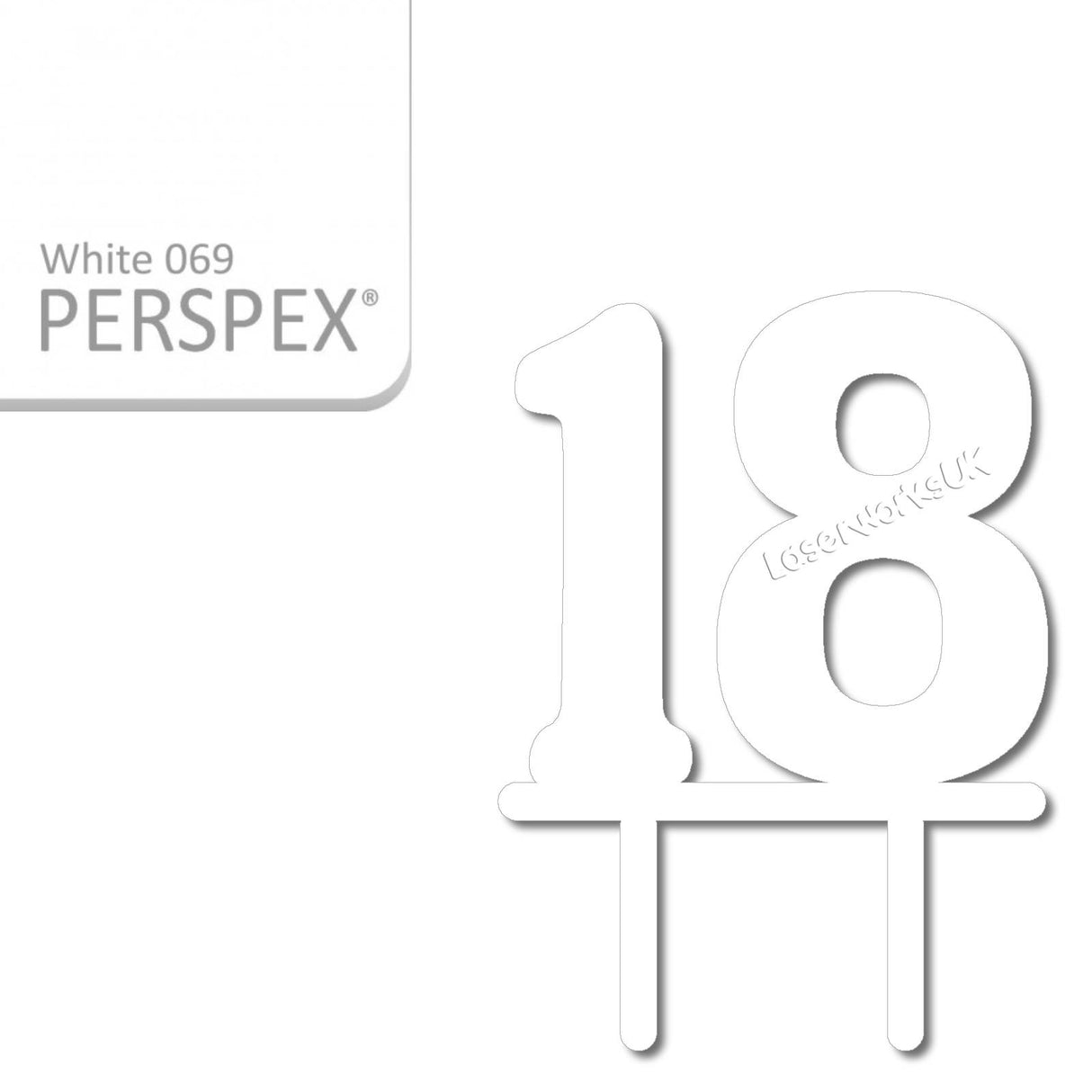 Acrylic Number Eighteen Cake Topper - Laserworksuk