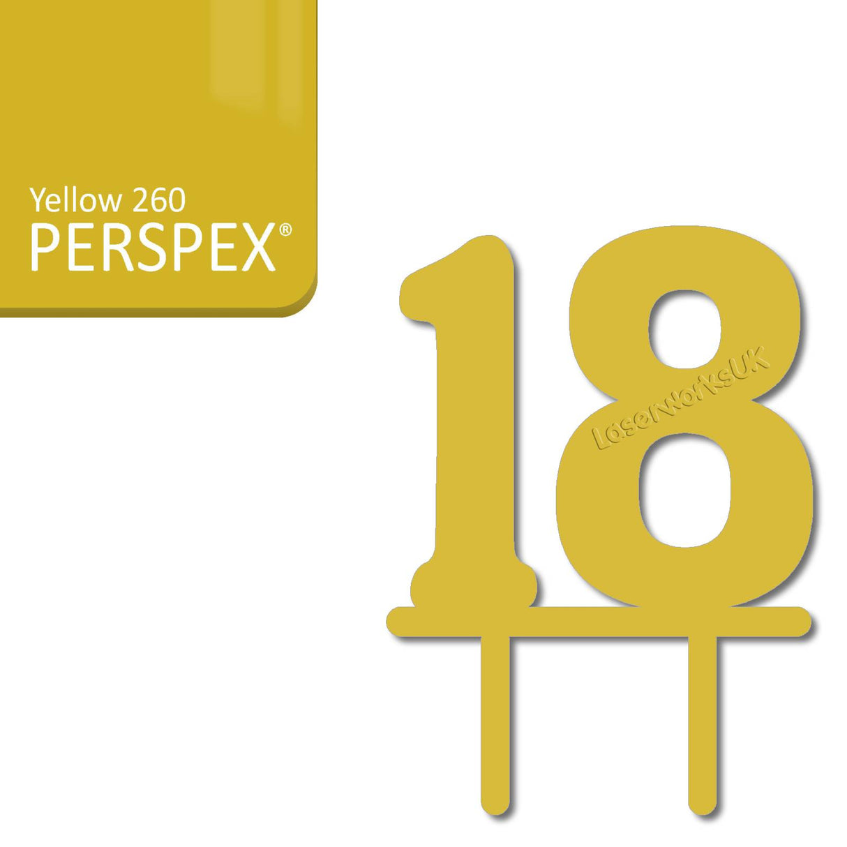 Acrylic Number Eighteen Cake Topper - Laserworksuk