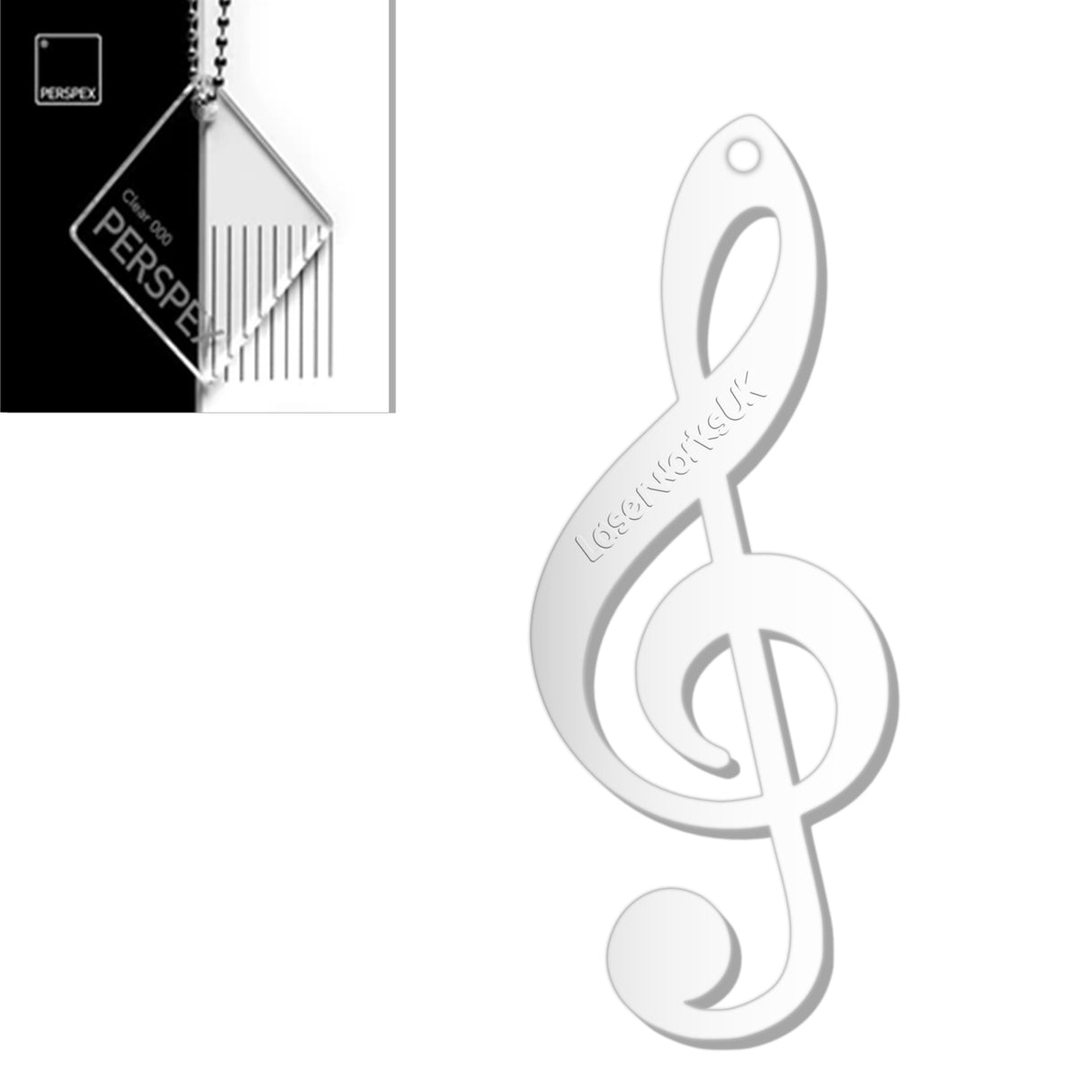 Acrylic Treble Clef Keyring - Music Student Gifts - Laserworksuk