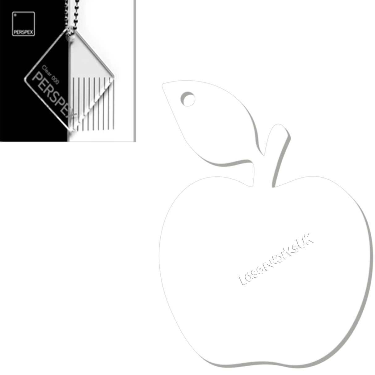 Acrylic Apple Keyring - Laserworksuk