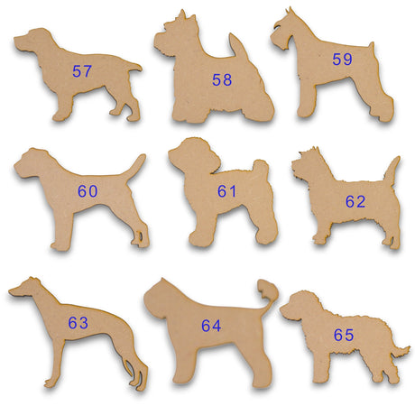 Wooden MDF Dog Craft Shapes - 60+ Breeds Available - Laserworksuk