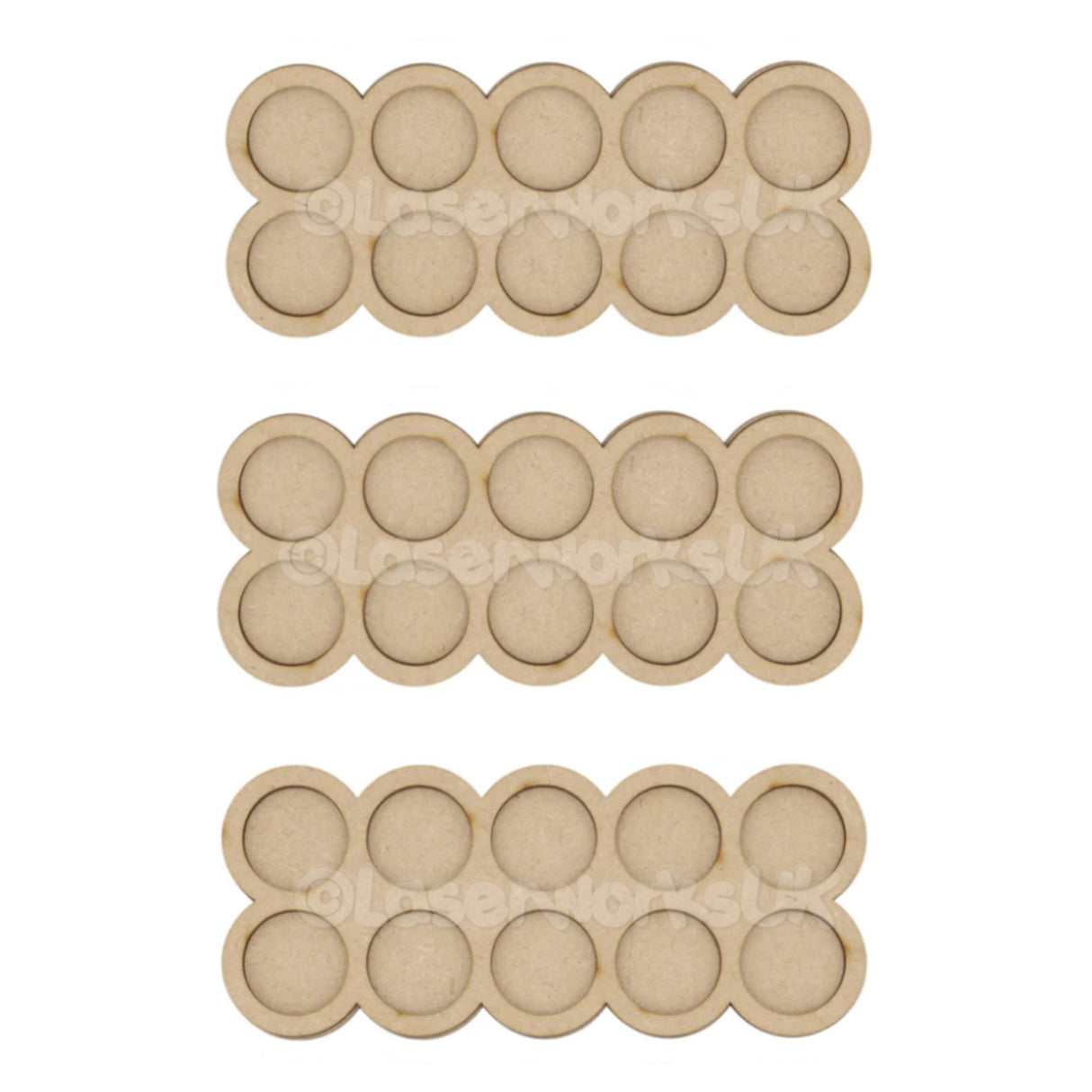 5x2 Movement Tray - 25mm Round Edged - Laserworksuk