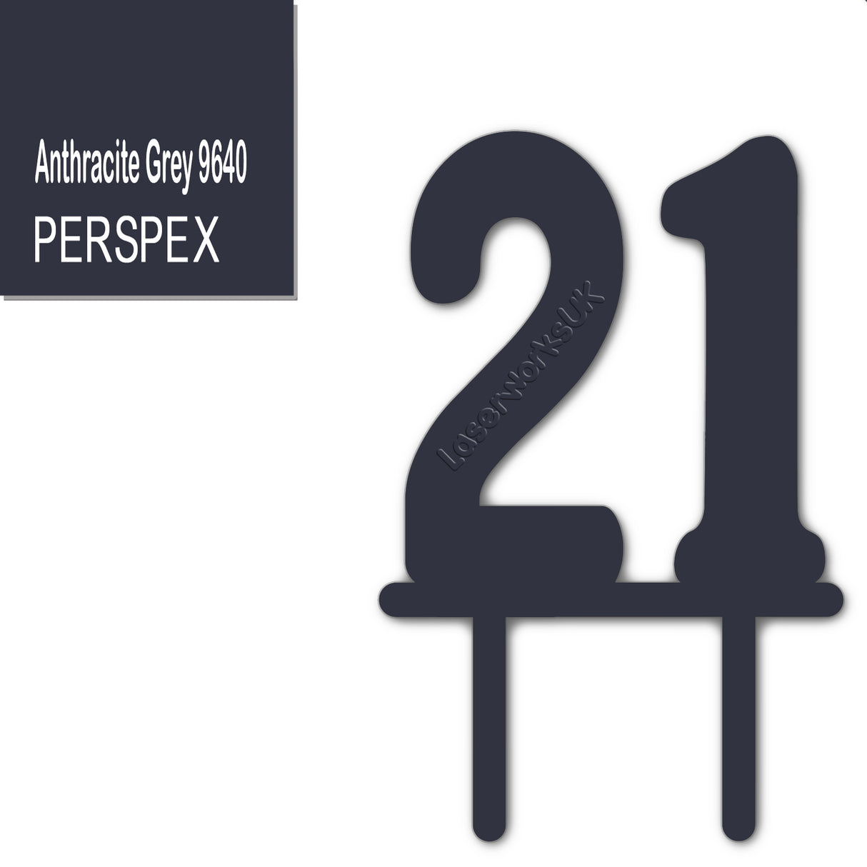 Acrylic Number Twenty One Cake Topper - Laserworksuk