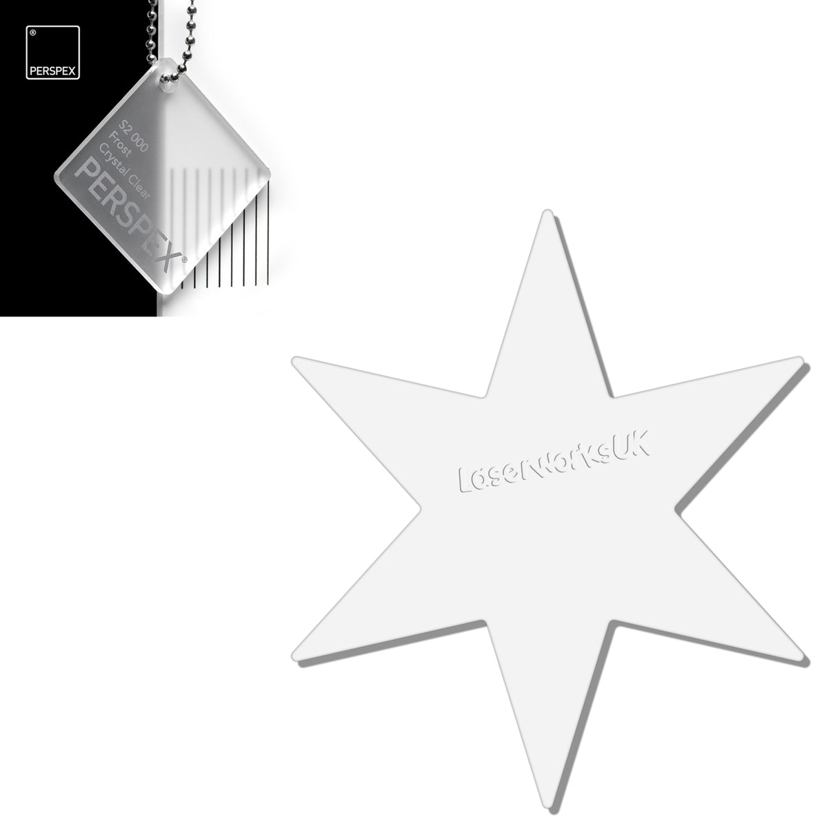 Acrylic 6 sided Star Blanks (8cm Pack of 7) - Laserworksuk