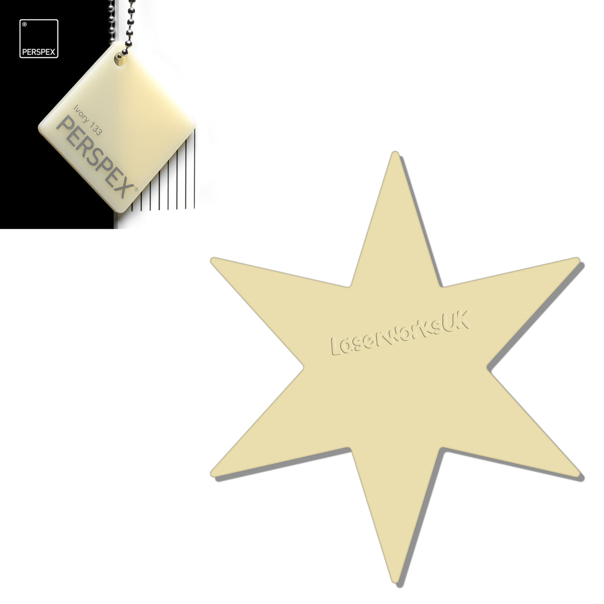 Acrylic 6 sided Star Blanks (8cm Pack of 7) - Laserworksuk
