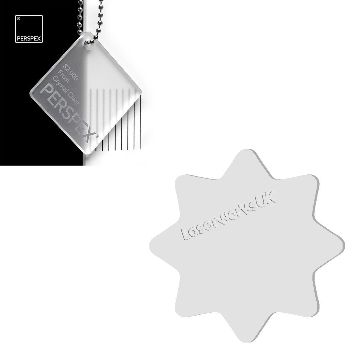 Acrylic 8 Sided Star Rounded Corners (10cm Pack of 5) - Laserworksuk