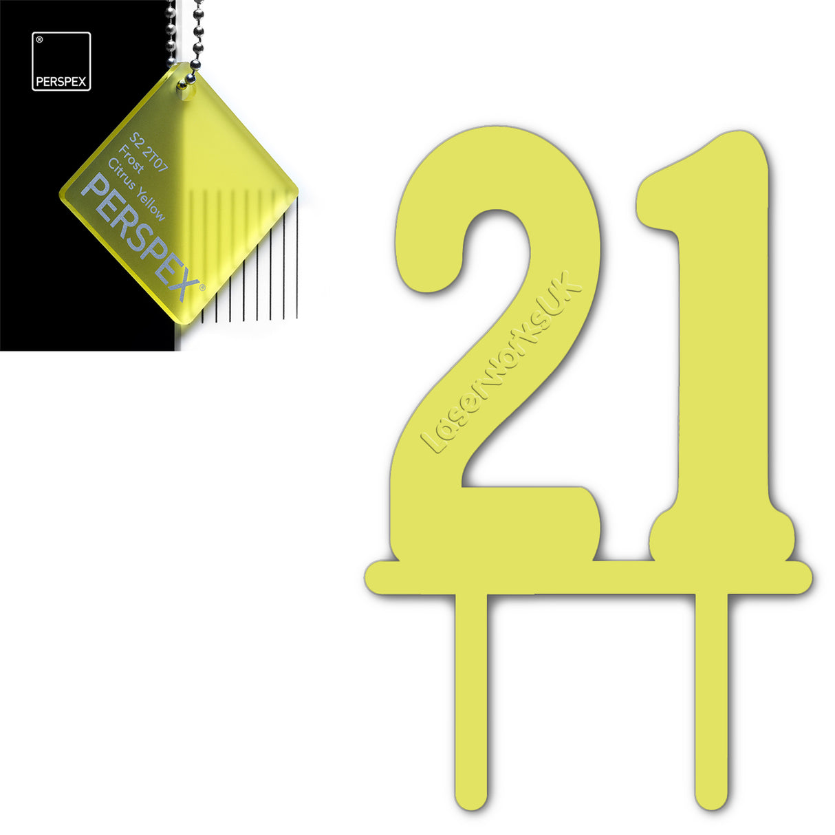 Acrylic Number Twenty One Cake Topper - Laserworksuk