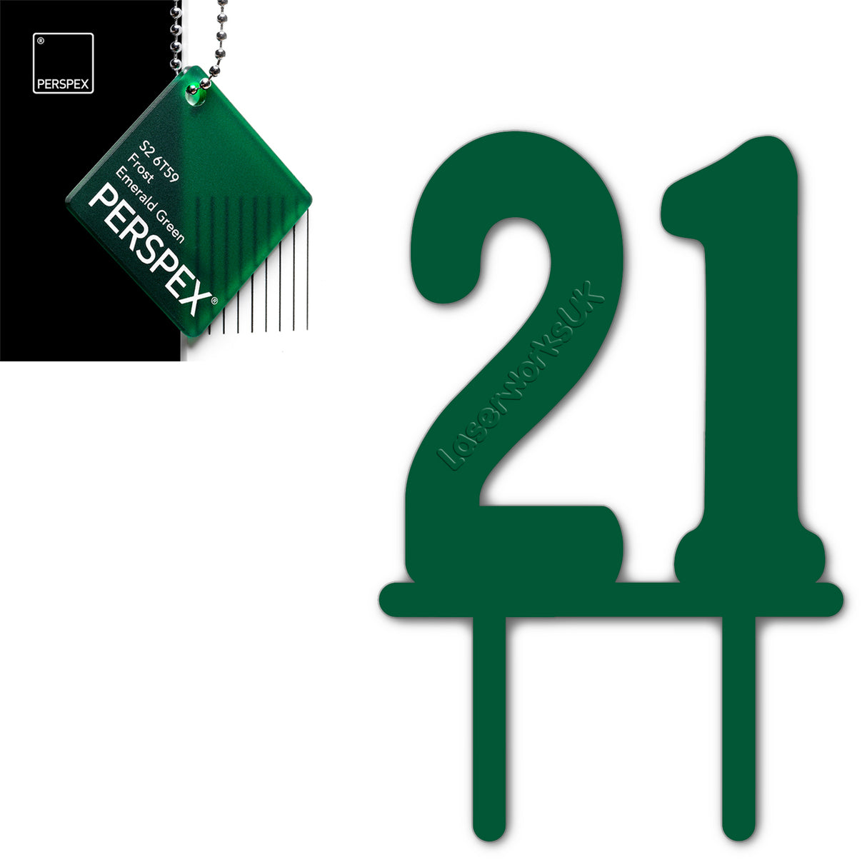 Acrylic Number Twenty One Cake Topper - Laserworksuk