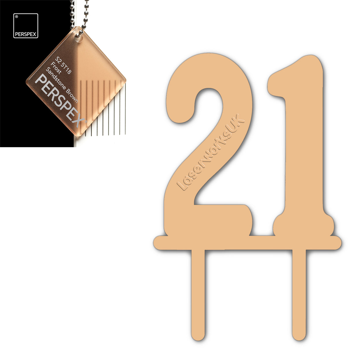 Acrylic Number Twenty One Cake Topper - Laserworksuk