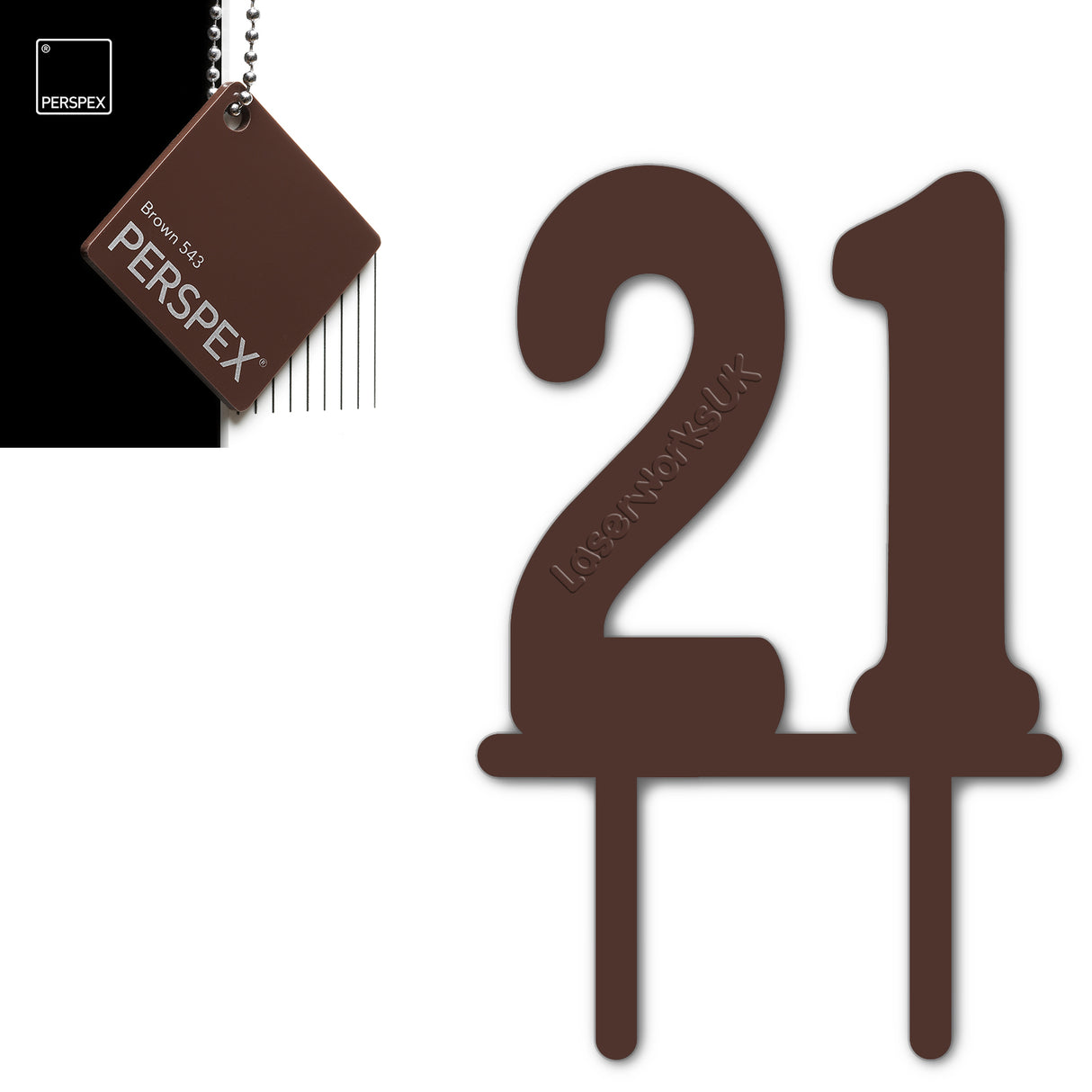 Acrylic Number Twenty One Cake Topper - Laserworksuk