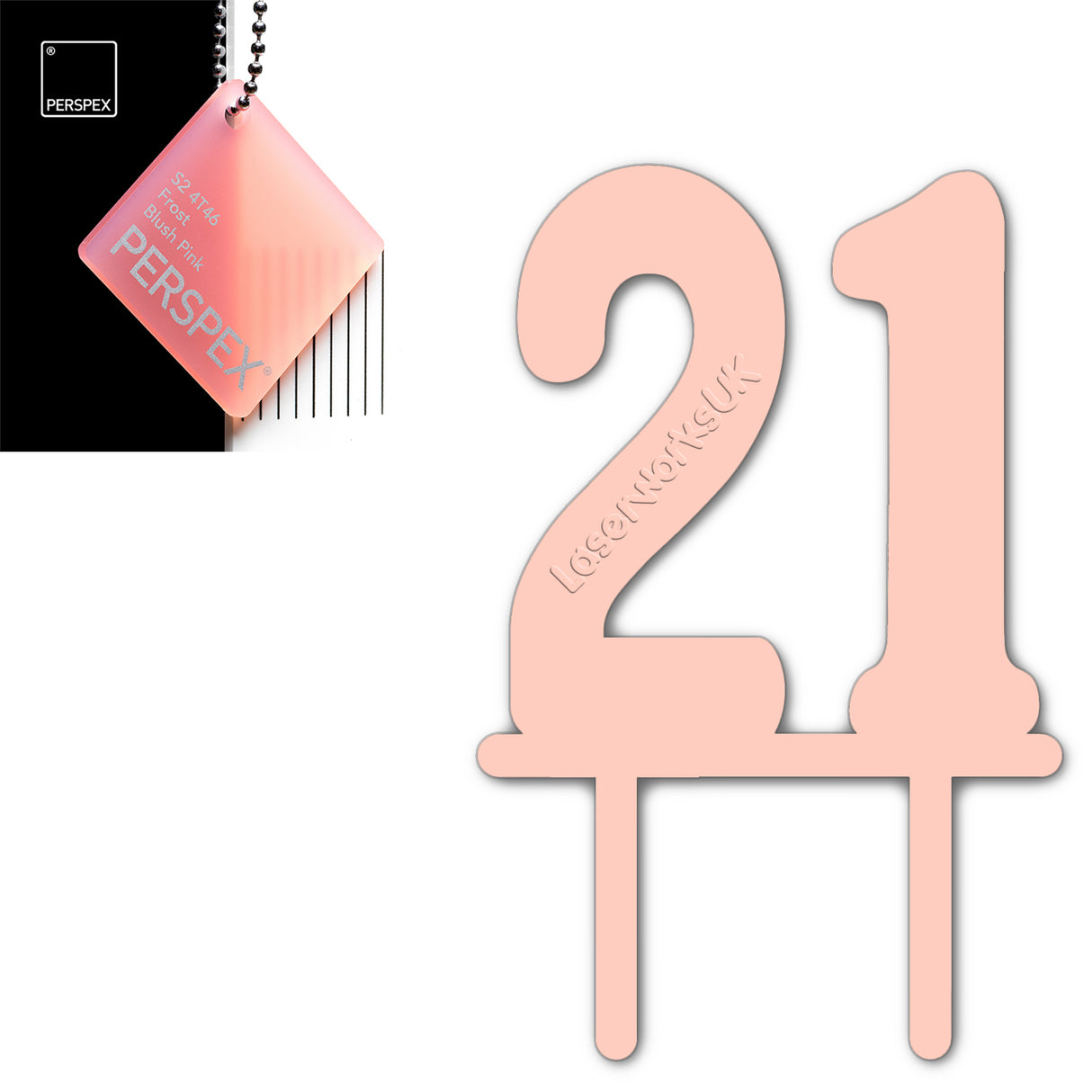 Acrylic Number Twenty One Cake Topper - Laserworksuk