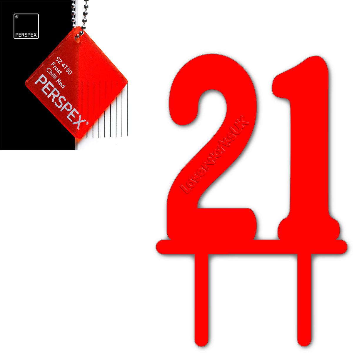 Acrylic Number Twenty One Cake Topper - Laserworksuk