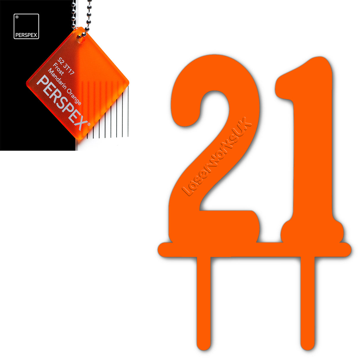 Acrylic Number Twenty One Cake Topper - Laserworksuk