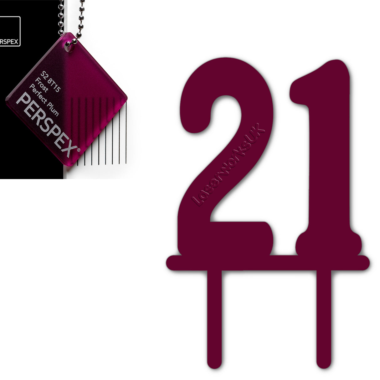 Acrylic Number Twenty One Cake Topper - Laserworksuk